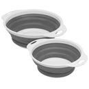 1 of 1:Home Basics 2 Piece Set Silicone Folding Collapsible Colander Strainer, Gray 