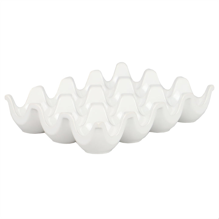 Home Basics 12 Compartment Ceramic Egg Tray, White, 7.3x5.5x1.65 Inche –  ShopBobbys