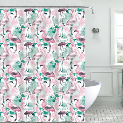 1 of 1:Rideau de douche Marsha en toile flamant rose, 13 pièces, avec crochets, rose-blanc, 178 x 183 cm 