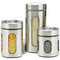 Premius Airtight 3-Piece Kitchen Glass Canister Set, Stainless Steel Silver