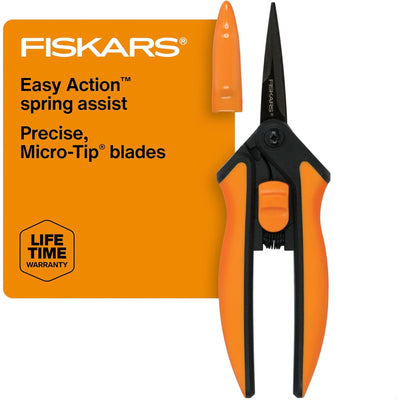 1 of 5:Fiskars Stainless Steel Micro-Tip Rose Pruning Garden Shears, Black-Orange, 6x1.76 Inches 