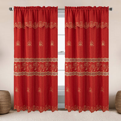 3 of 6:Sufeena Jacquard Macrame Window Curtain Panel with Valance, 55x84 Inches 