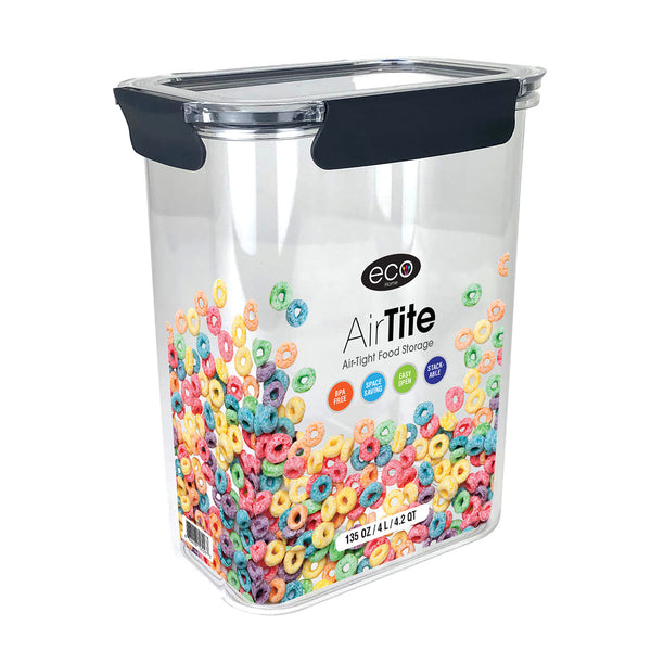 Premius Air-Tight Plastic Food Storage Container, Black-Clear, 4.2 Qua –  ShopBobbys