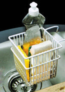 4 of 5:Kitchen Details Double Sink Sponge Holder in White 