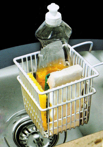 4 of 5:Kitchen Details Double Sink Sponge Holder in White 