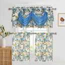 3 of 6:Goldie Floral Kitchen Curtain Set, Waterfall Swag Valance 60x36, Tier 30x36 Inches 