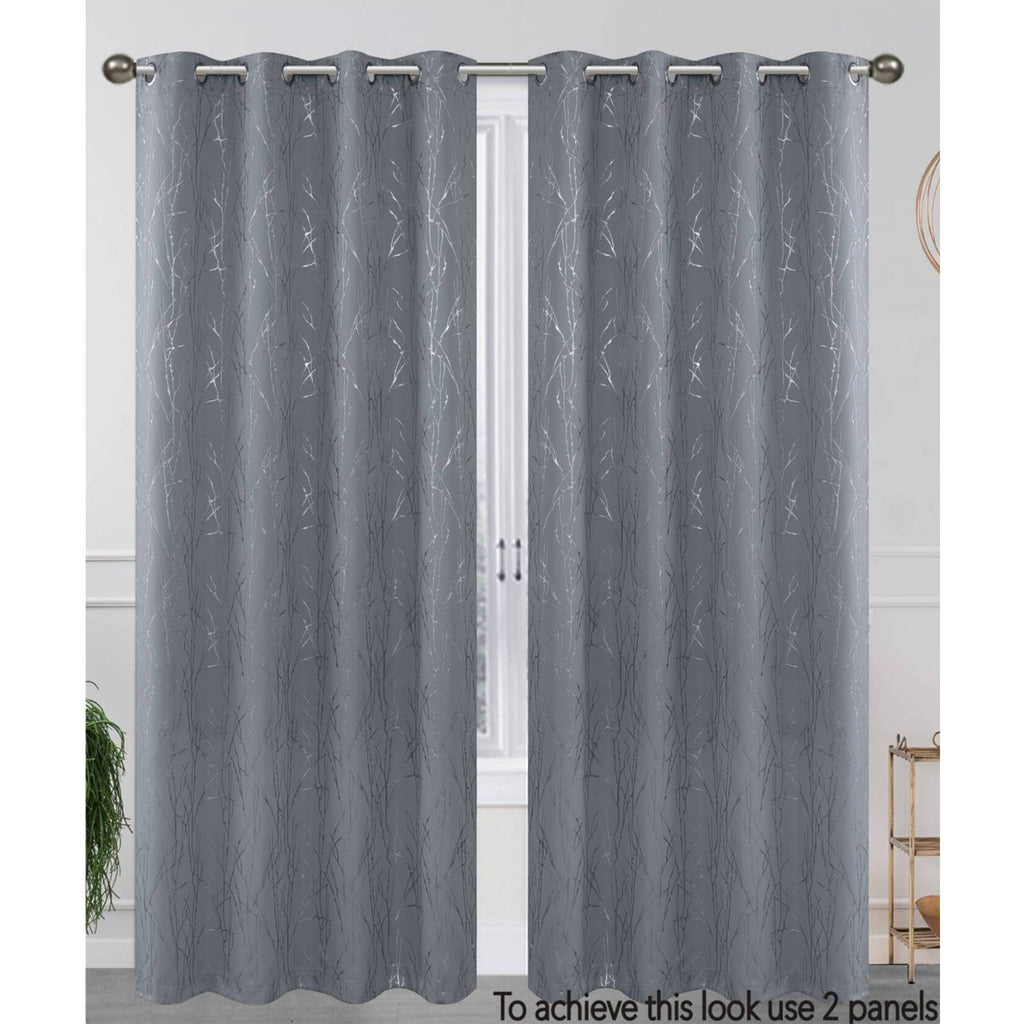 Elaine Embossed Metallic Room Darkening Grommet Window Panel, 54x90 In ...