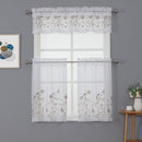 4 of 4:Vivian 3-Piece Floral Embroidered Kitchen Curtain Set With Valance, 60x15 Inches 