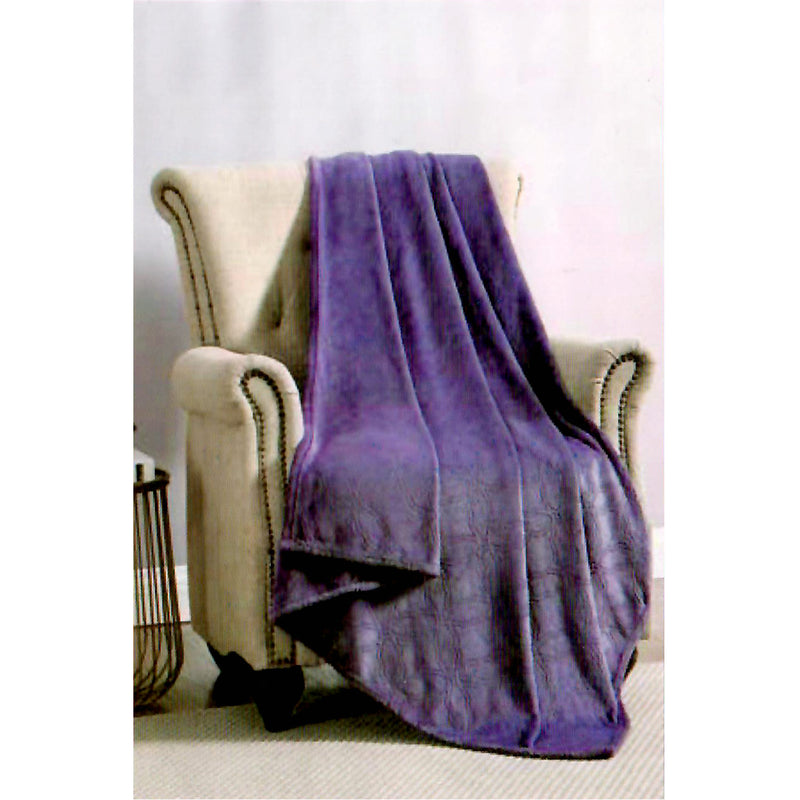 Lattice Embossed Plush Throw Blanket, Purple, 50x60 Inches