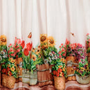 3 of 4:Country Garden Printed Kitchen Curtain, 57x36 & 57x30 Inches 