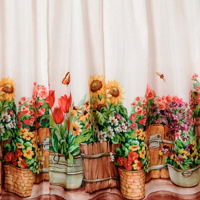 3 of 4:Country Garden Printed Kitchen Curtain, 57x36 & 57x30 Inches 