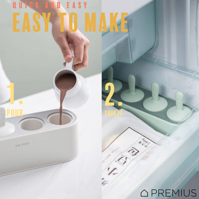 5 of 8:PREMIUS 4 Silicone Ice Pop Maker Mold Set, White, 9.25x2.95x4.52 Inches 