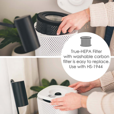7 of 7:Crane Air Purifier with UV Light and True HEPA Filter, White, 250 Sq Ft Coverage 