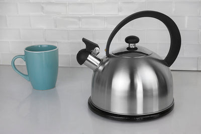 4 of 5:Home Basics Stainless Steel Tea Kettle, Silver, 85 Ounces 