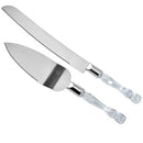 1 of 4:PREMIUS Stainless Steel Cake Server and Knife Set with Plastic Crystal Handle, 13 & 10.5 Inches (Pack of 2) 