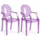 5 of 23:JOON 2 Pack Kids Ghost Chairs with Armrest, 25x13x14.5 Inches, Transparent 