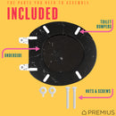 5 of 7:PREMIUS Printed MDF Wood Round Toilet Seat with Plastic Hinges, Black Marble, Standard 17 Inches 