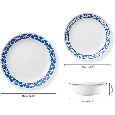 2 of 5:Corelle Vitrelle 12-Piece Glass Dinnerware Set Service for 4, Cobalt Circles 