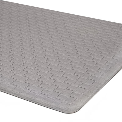 4 of 7:Achim Woven-Embossed Faux-Leather Anti-Fatigue Mat, Grey, 18x30 Inches 