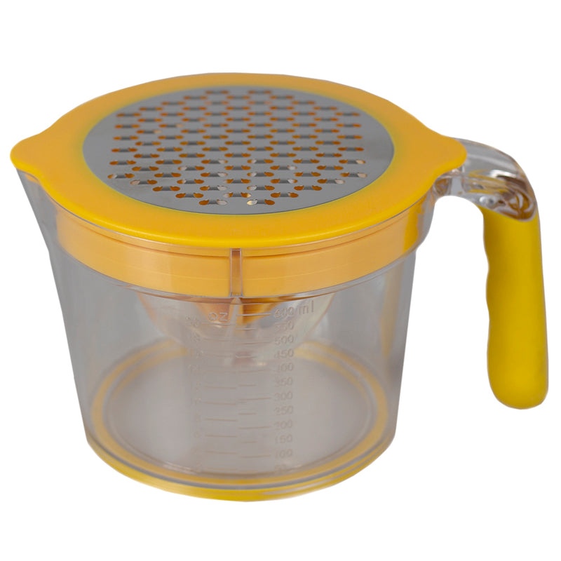 Home Basics 4-In-1 Grater With Citrus Juicer, Lemon Yellow, 13.5 Ounces