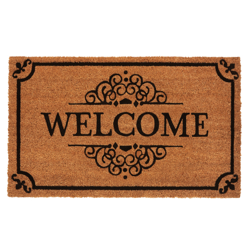 Achim Welcome Printed Coir Doormat, Brown-Black, 18x30 Inches