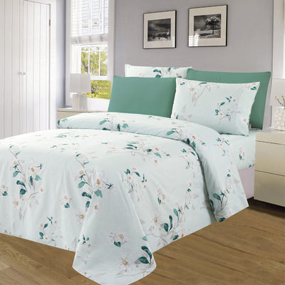 1 of 4:Premium Neutral 4 & 6 Piece Wrinkle-Free Sheet Set, Spring Willow 