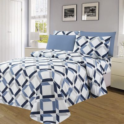 3 of 4:Premium Bright 4 & 6 Piece Wrinkle-Free Sheet Set, Arctic Grid 