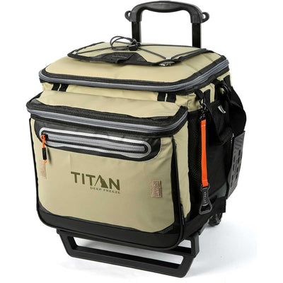 1 of 7:Titan 60 Can Deep Freeze Collapsible Rolling Cooler Cart with Wheels, Moss 