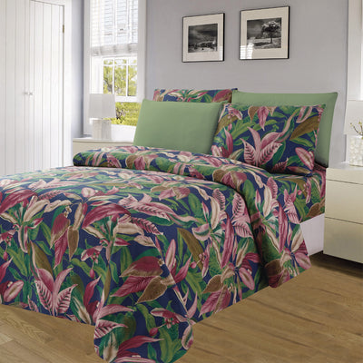 4 of 4:Essentials Bright 4 & 6 Piece Printed Wrinkle-Free Sheet Set, Tropical 