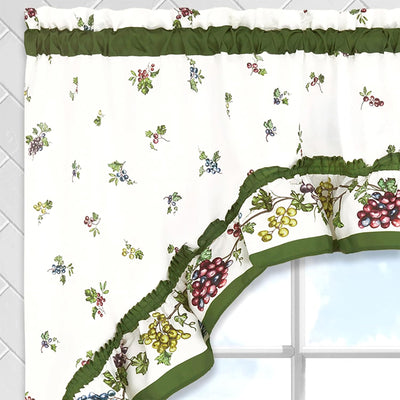 5 of 6:Achim Napa Printed Tier and Swag Kitchen Curtain Set, Green, 57x36 Inches 