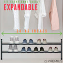 4 of 6:PREMIUS 2-Tier Expandable Shoe Rack, Black, 29x12x16.5 Inches 