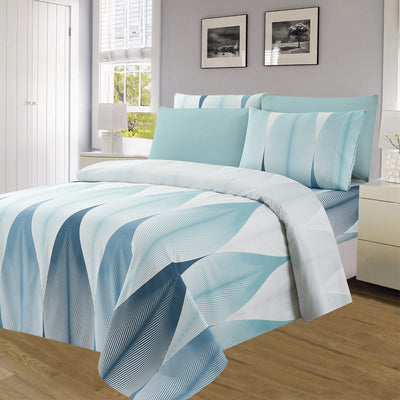 1 of 4:Premium Bright 4 & 6 Piece Wrinkle-Free Sheet Set, Modern Leaf 