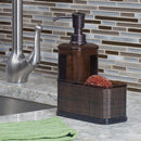 3 of 4:Home Basics Soap Dispenser with Basketweave Sponge Holder, Bronze, 18.6 Ounces 