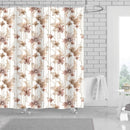 1 of 1:Arzu Floral 13 Piece Canvas Shower Curtain with Hooks, Gold-White, 70x72 Inches 