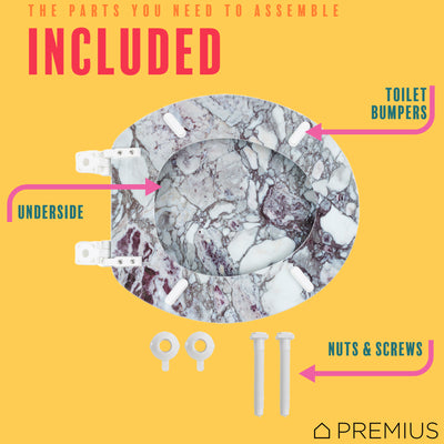 5 of 7:PREMIUS Wood Toilet Seat, Purple Marble, Standard Round, 17 Inches 