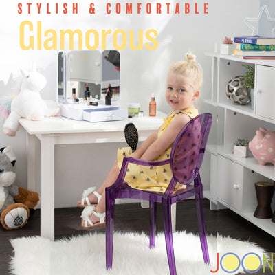 10 of 23:JOON 2 Pack Kids Ghost Chairs with Armrest, 25x13x14.5 Inches, Transparent 