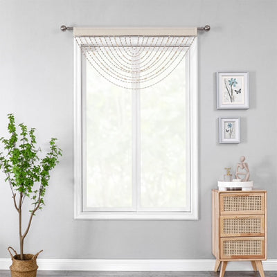 1 of 3:Berlin Beaded Waterfall Valance, Beige, 42x20 Inches 
