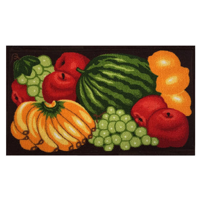 1 of 1:Fruit Salad Medley Non-Slip Kitchen Mat, Black, 18x30 Inches 