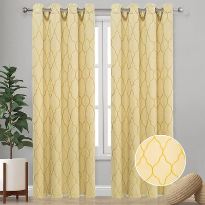 7 of 8:Emilia Geometric Embroidered Room Darkening Grommet Window Panel Curtain, 54x90 Inches 