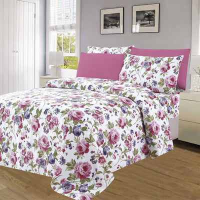 1 of 4:Premium Bright 4 & 6 Piece Wrinkle-Free Sheet Set, Roseberry 