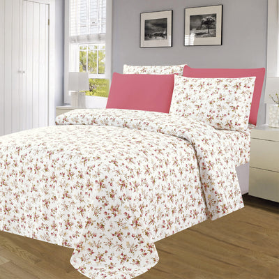 2 of 4:Essentials Neutral 4 & 6 Piece Printed Wrinkle-Free Sheet Set, Mini Roses 