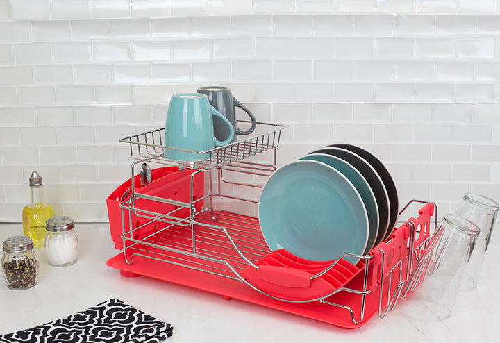 Dish Drying Rack Red Color Dish Rack Red-2 Tier - Main Image