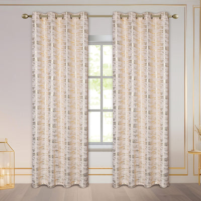 2 of 7:Myra Metallic Foil Streaks Pattern Grommet Window Curtain Panel, 54x84 Inches 