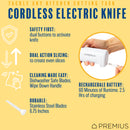 6 of 11:PREMIUS Professional Rechargeable Cordless Electric Knife, 1 Serrated Blade, White 