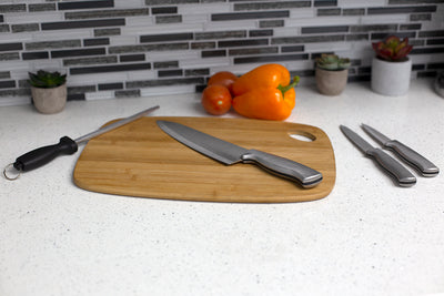 2 of 5:Home Basics Stainless Steel Knife Set with Knife Blade Sharpener, Black 