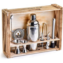1 of 3:Mixology & Craft 11-Piece Bartender Kit with Wood Stand Crate, Silver 