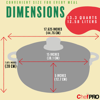 5 of 6:Caldero de aluminio de grado comercial Chef PRO, 13,3 cuartos de galón 