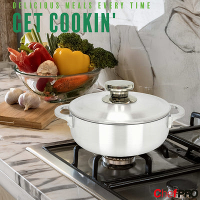 3 of 6:Chef Pro Commercial Grade Aluminum Caldero Stock Pot, Silver, 1.9 Quarts 