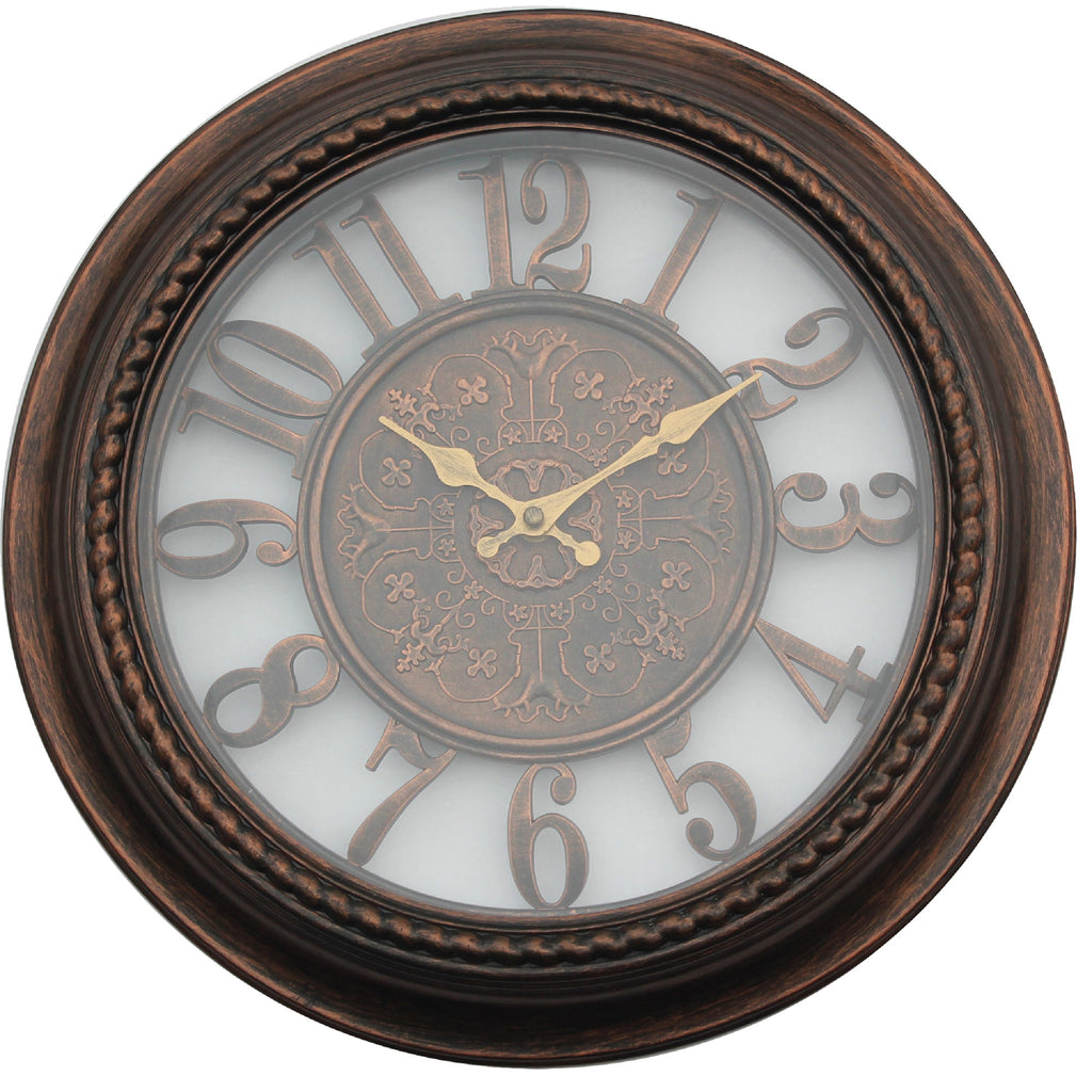 PREMIUS Industrial Digits Round Roped Wall Clock, Bronze, 15 Inches ...