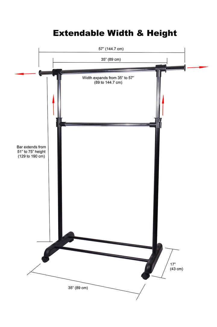 Home Basics 2 Tier Expandable Garment Rack, Black – ShopBobbys